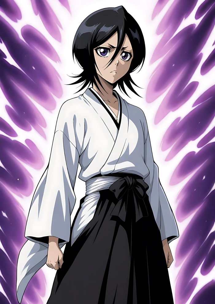 Ảnh Kuchiki Rukia tạo dáng chiến đấu đơn giản dễ nhìn