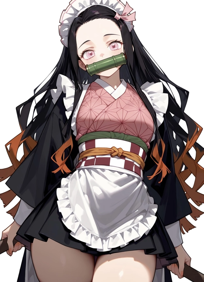 Ảnh anime hầu gái đứng trong nền rộng thoáng