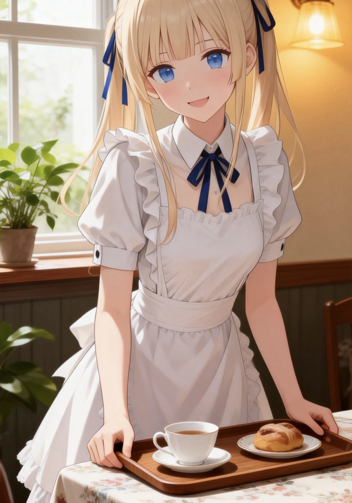 Ảnh anime hầu gái tạo dáng đứng cơ bản dễ nhìn