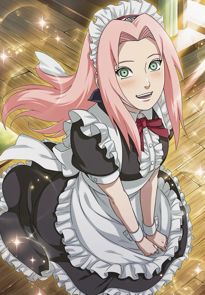 Ảnh anime hầu gái với biểu cảm nhẹ nhàng rõ nét