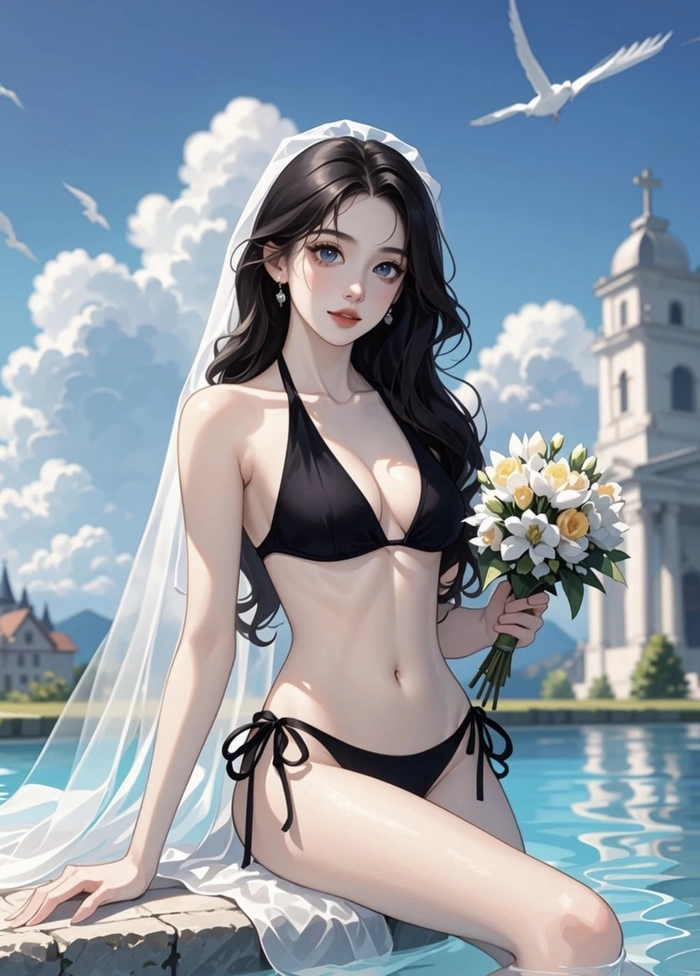 Ảnh gái anime mặc bikini nhìn rõ khuôn mặt