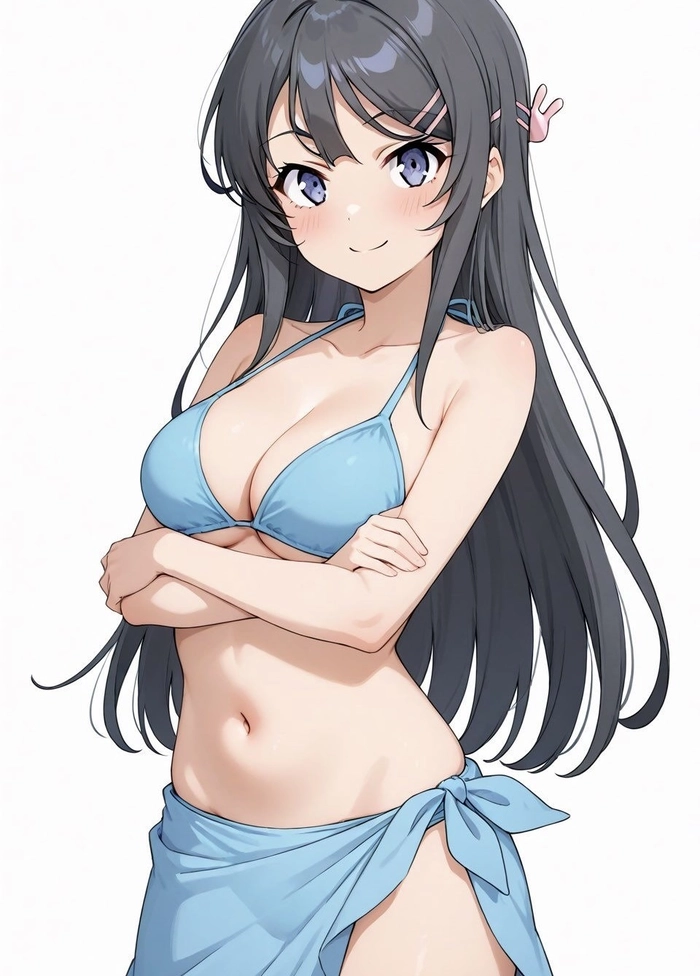 Ảnh gái anime mặc bikini với biểu cảm nhẹ nhàng
