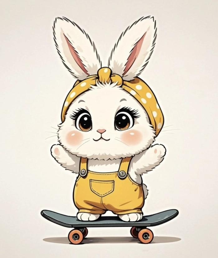 Ảnh thỏ anime đứng yên với biểu cảm dễ thương