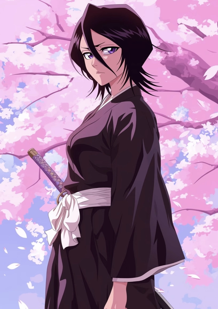 Bức ảnh Kuchiki Rukia với trang phục quen thuộc rõ nét