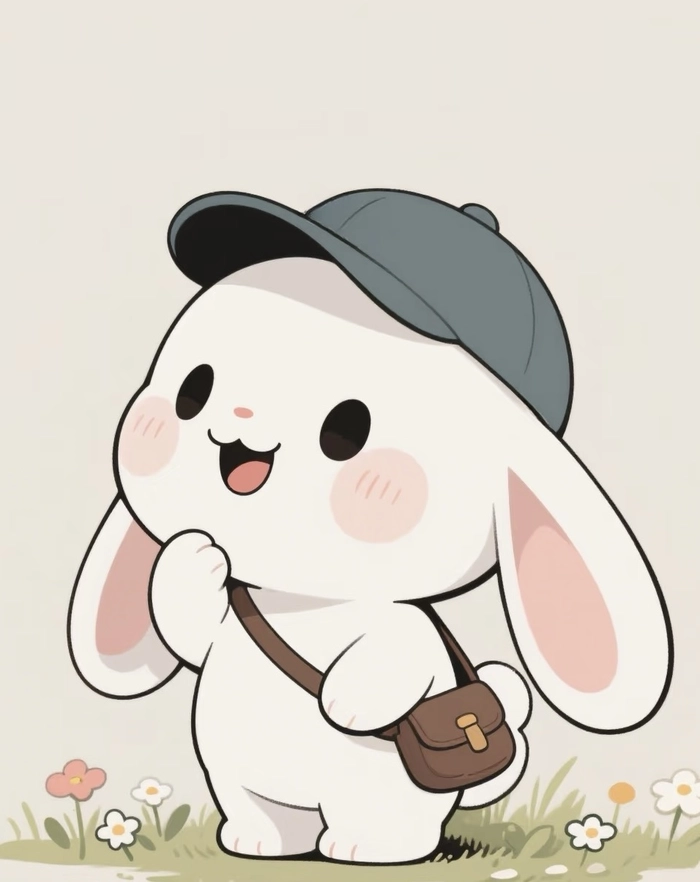 Bức ảnh thỏ anime đứng ngoài trời thoáng