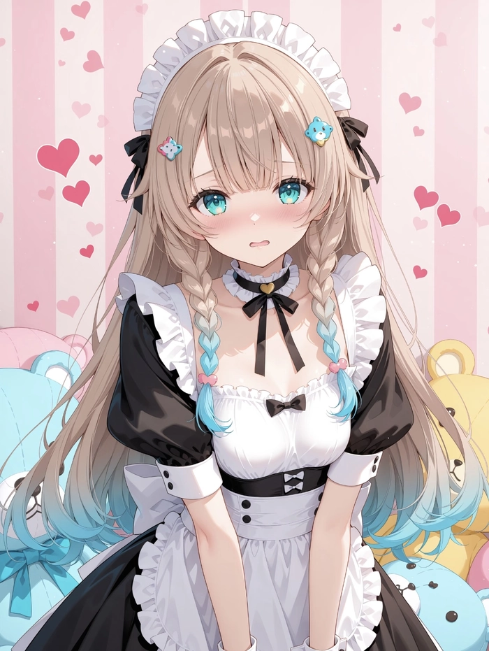 Bức hình anime hầu gái đứng một mình trong phòng
