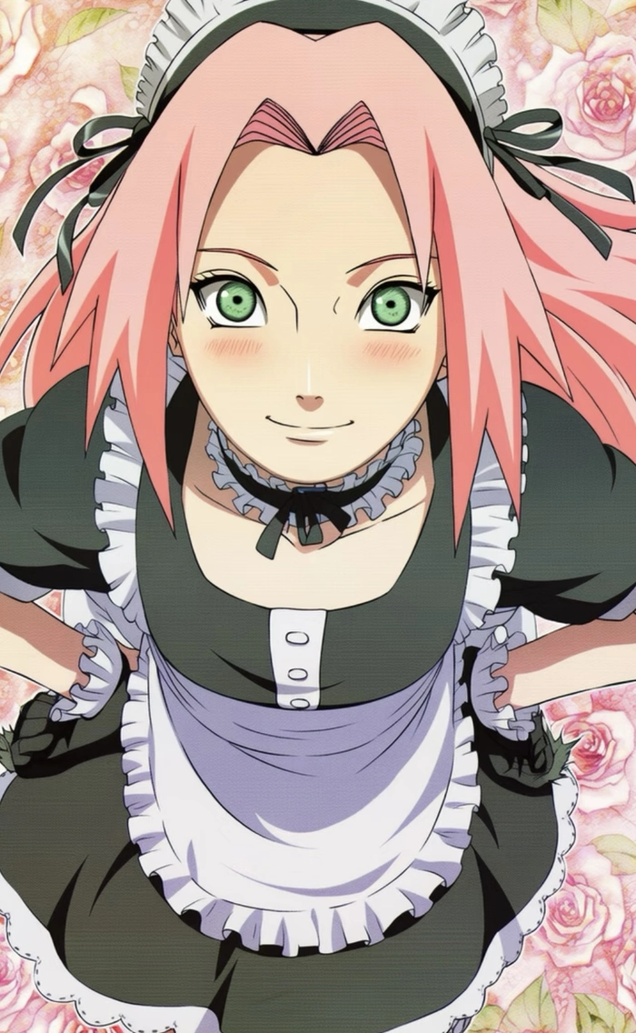 Bức hình anime hầu gái đứng trong phòng ánh sáng nhẹ