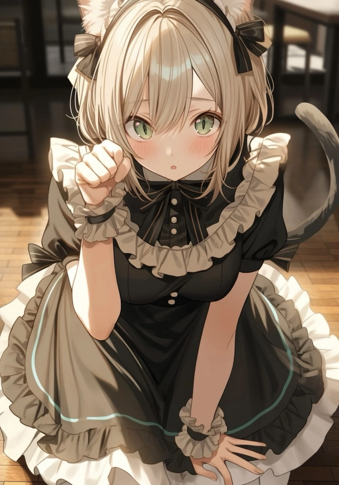 Bức hình anime hầu gái tạo dáng tự nhiên trong phòng