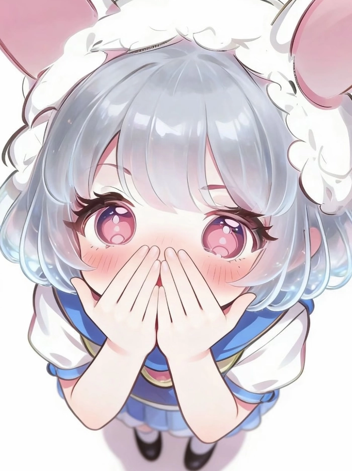 Bức hình thỏ anime đứng một mình ngoài trời