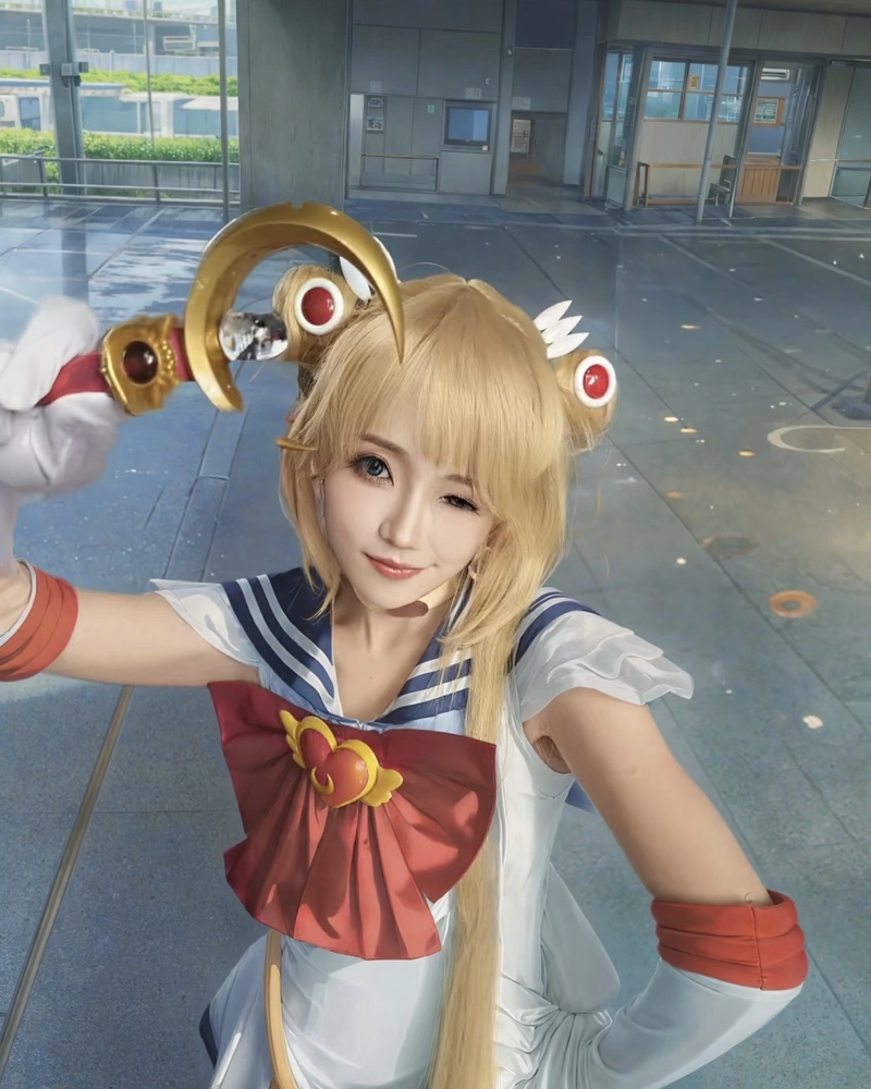 Cosplay Sailor Moon với mái tóc vàng hai búi đặc trưng