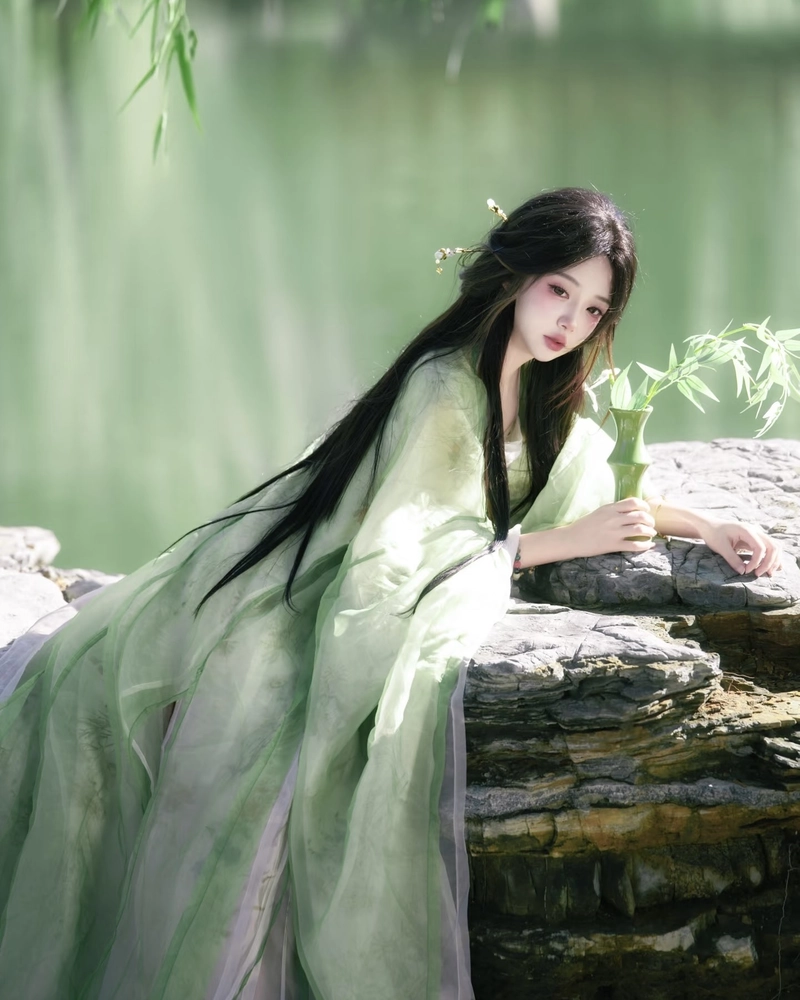 Cosplay cổ trang với trang phục lụa mềm mại uyển chuyển