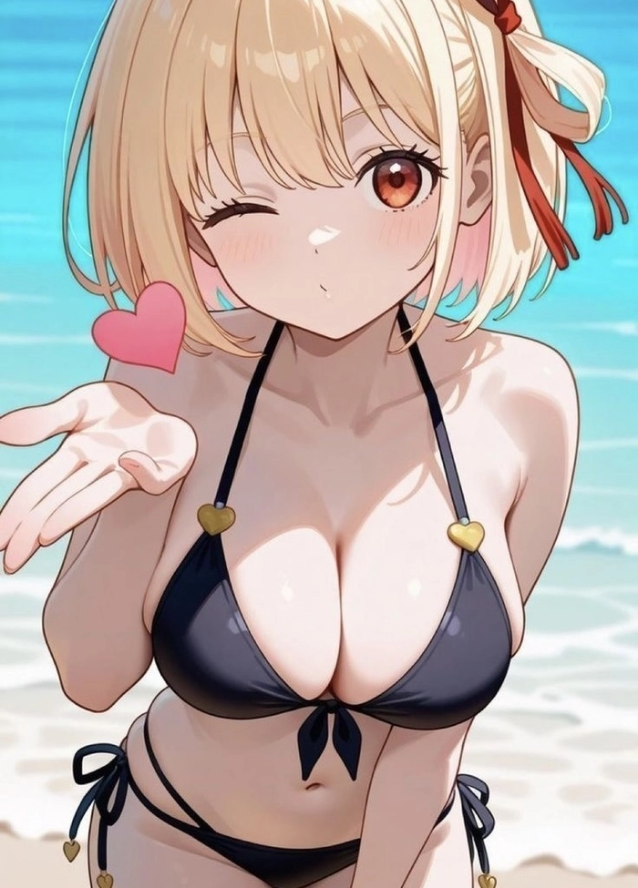 Dáng gái anime mặc bikini tạo dáng nhẹ nhàng