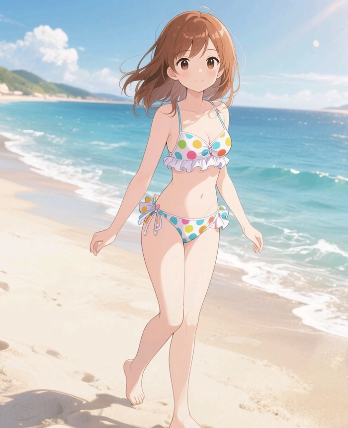 Góc chụp gái anime mặc bikini thấy rõ toàn thân