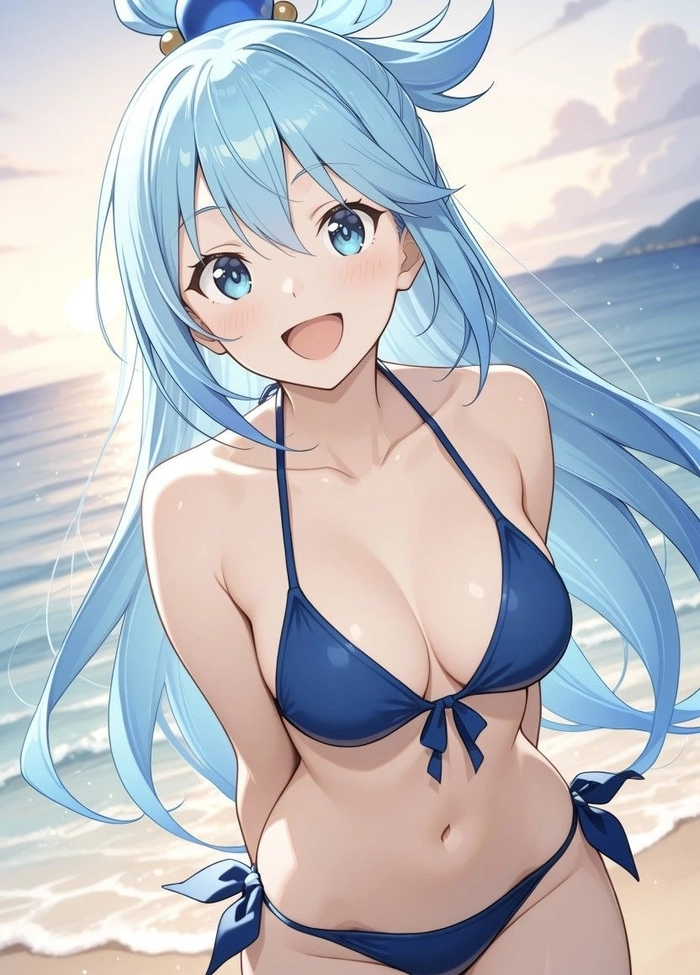 Góc chụp gái anime mặc bikini thấy rõ trang phục