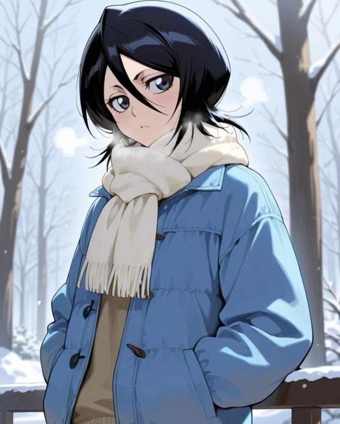 Hình Kuchiki Rukia với phong cách quen thuộc rõ ràng
