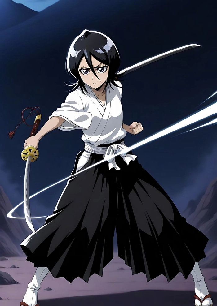 Hình ảnh Kuchiki Rukia đứng trước nền đơn giản