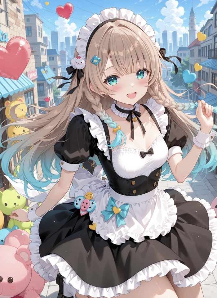 Hình ảnh anime hầu gái đứng giữa nền sáng rõ