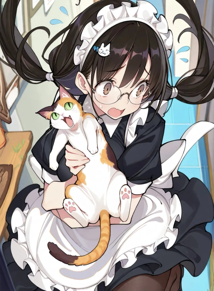 Hình ảnh anime hầu gái đứng trước nền đơn giản
