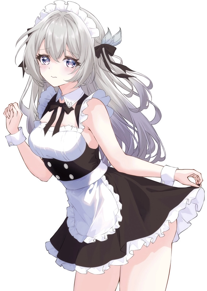 Hình ảnh anime hầu gái nhìn thẳng với biểu cảm dễ thương
