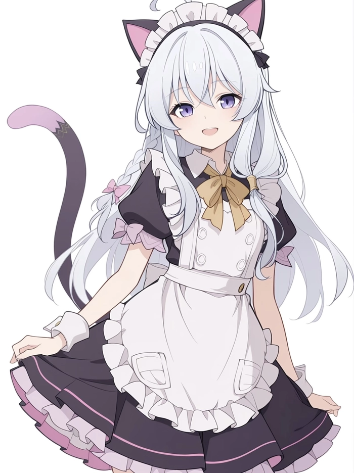 Hình ảnh anime hầu gái tạo dáng đơn giản cơ bản