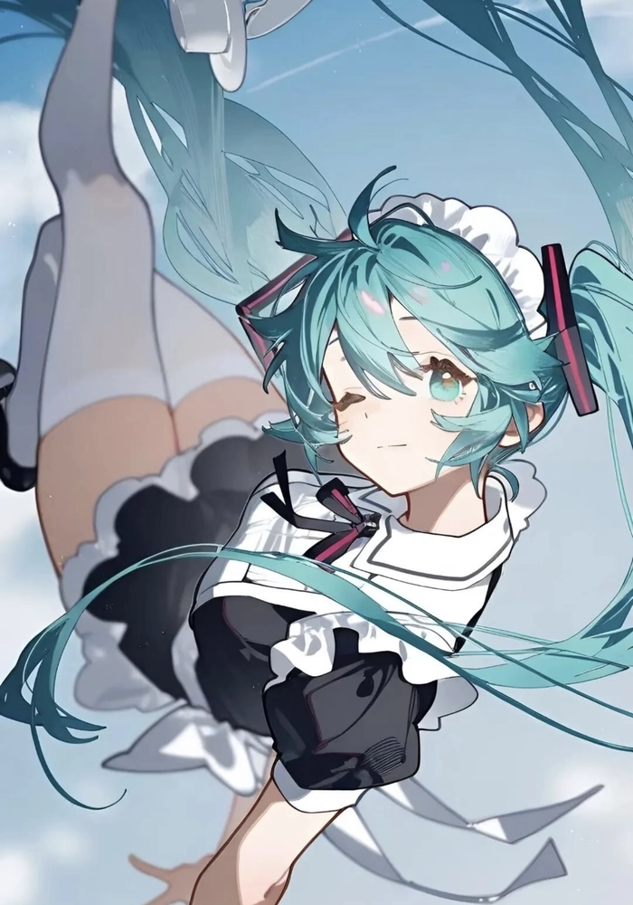 Hình anime hầu gái nhìn thẳng vào camera rõ nét