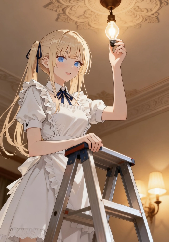 Hình anime hầu gái với phong cách quen thuộc rõ ràng