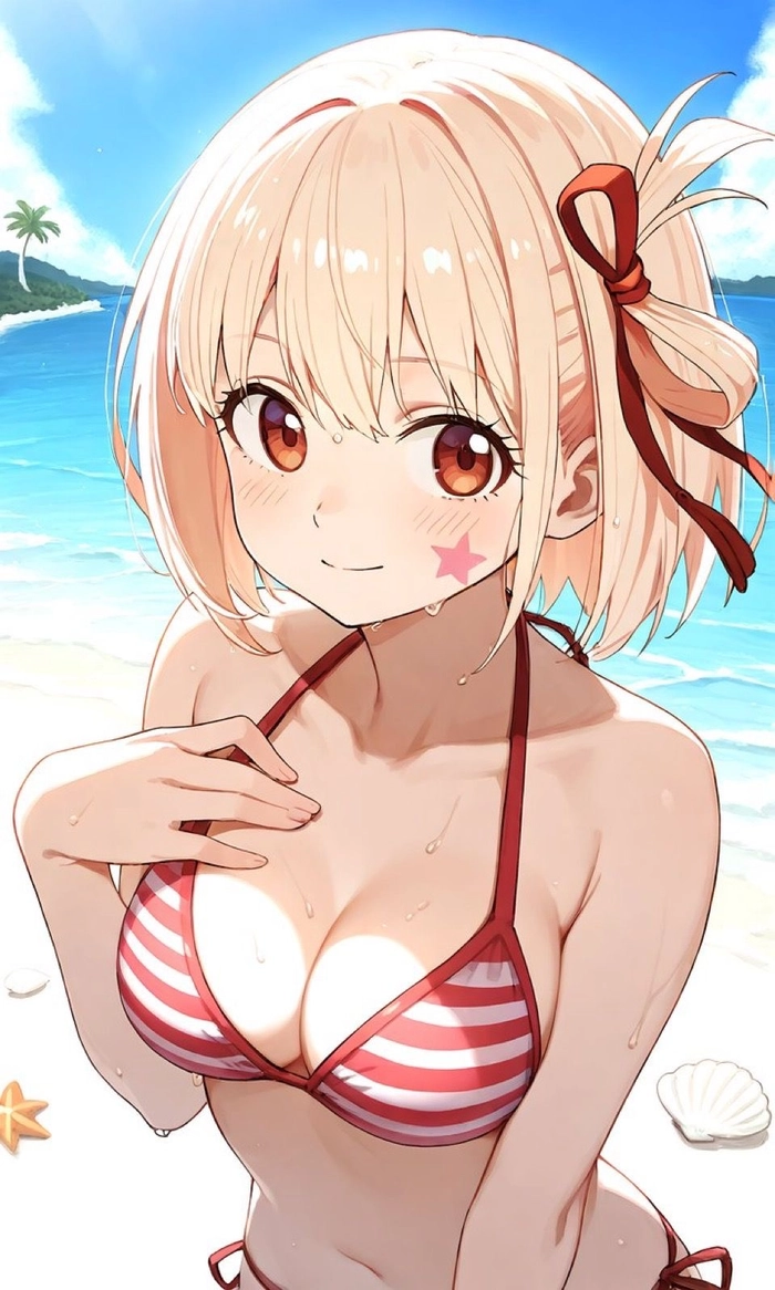 Hình gái anime mặc bikini nhìn rõ từng chi tiết