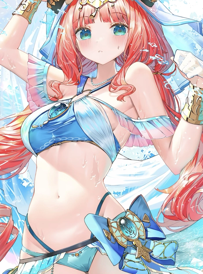 Hình gái anime mặc bikini tạo dáng đơn giản dễ nhìn