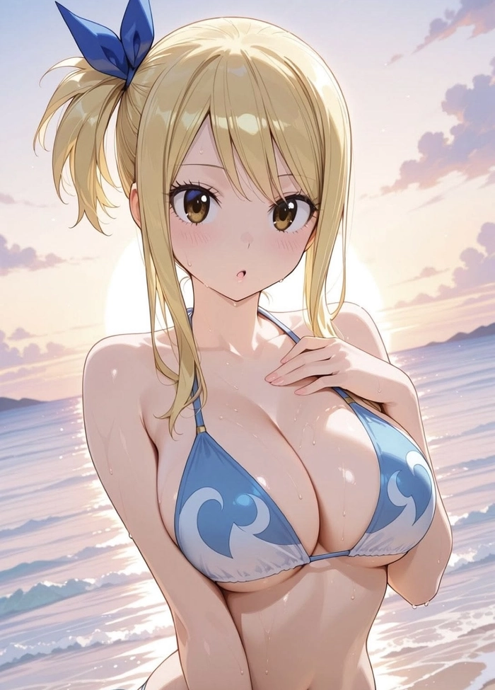 Khoảnh khắc gái anime mặc bikini với ánh sáng rõ