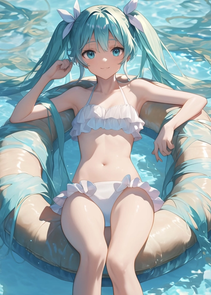 Khoảnh khắc gái anime mặc bikini với ánh sáng tự nhiên