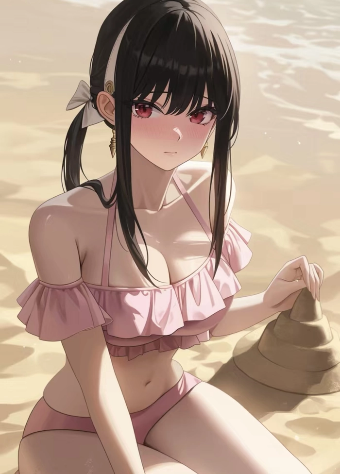 Khoảnh khắc gái anime mặc bikini với màu sắc nổi bật