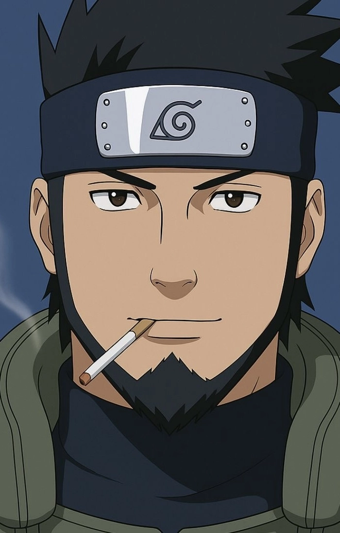 hình Asuma Sarutobi mỉm cười đứng ngoài trời