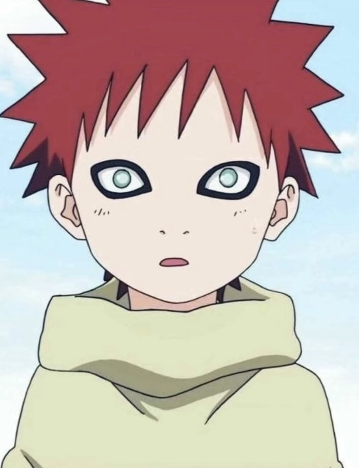 hình gaara đứng yên trước nền sáng