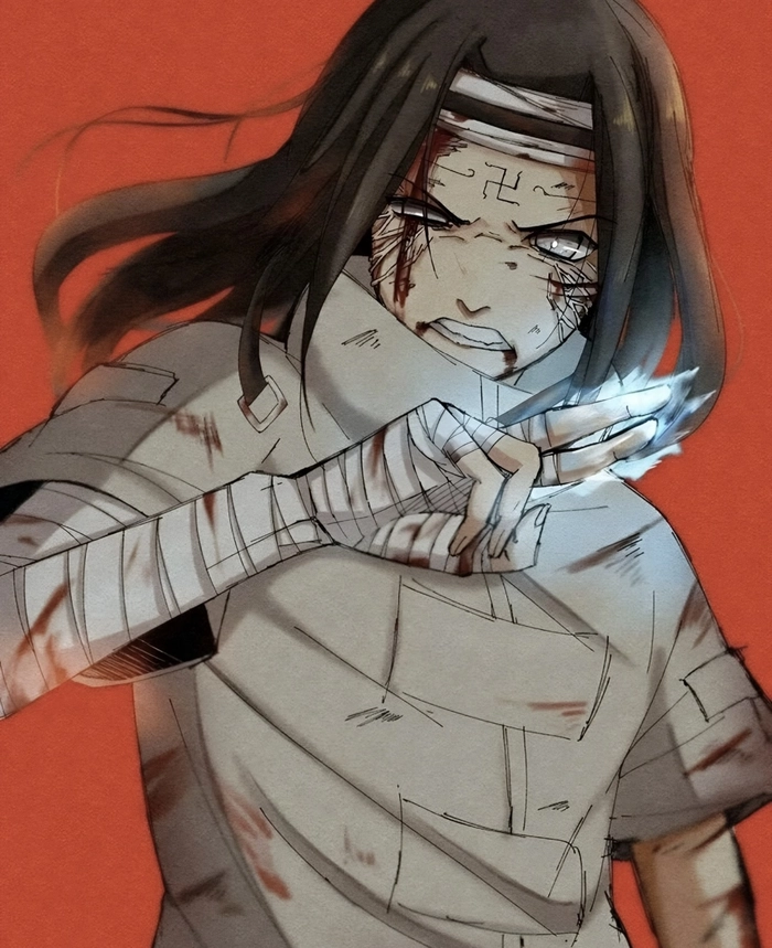 hình hyuga neji đứng giữa khung cảnh trống