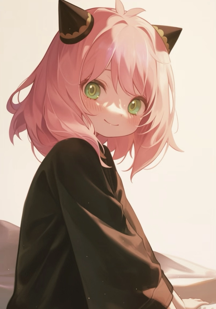 Ảnh anime anya đứng yên với biểu cảm nhẹ