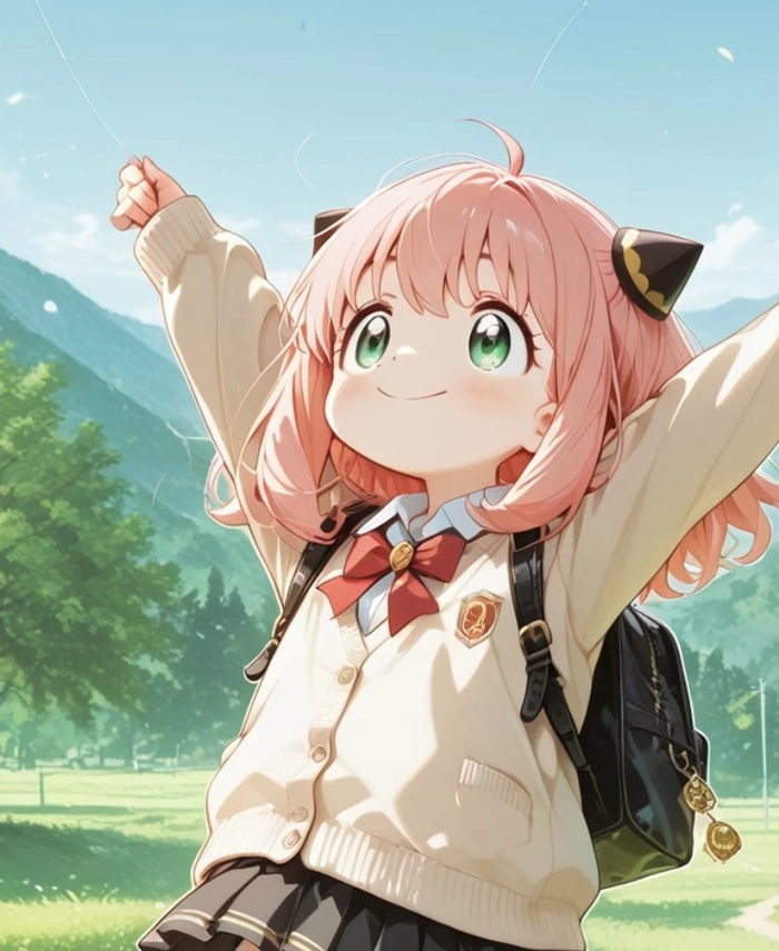 Ảnh anime anya trong trang phục quen thuộc đơn giản