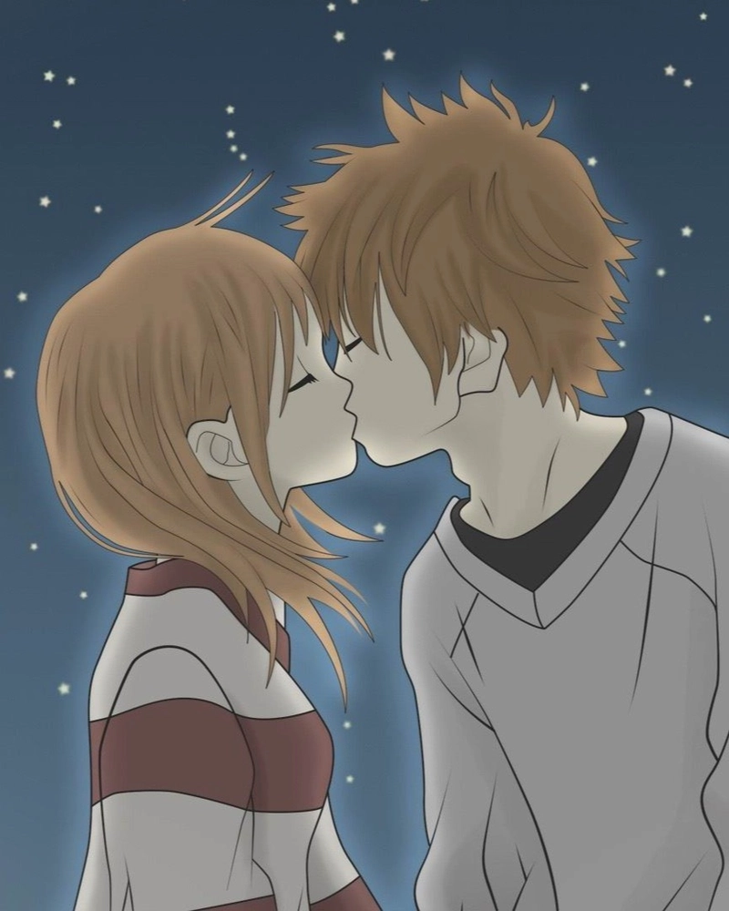 Ảnh anime cặp đôi hôn nhau mang nét đẹp lãng mạn