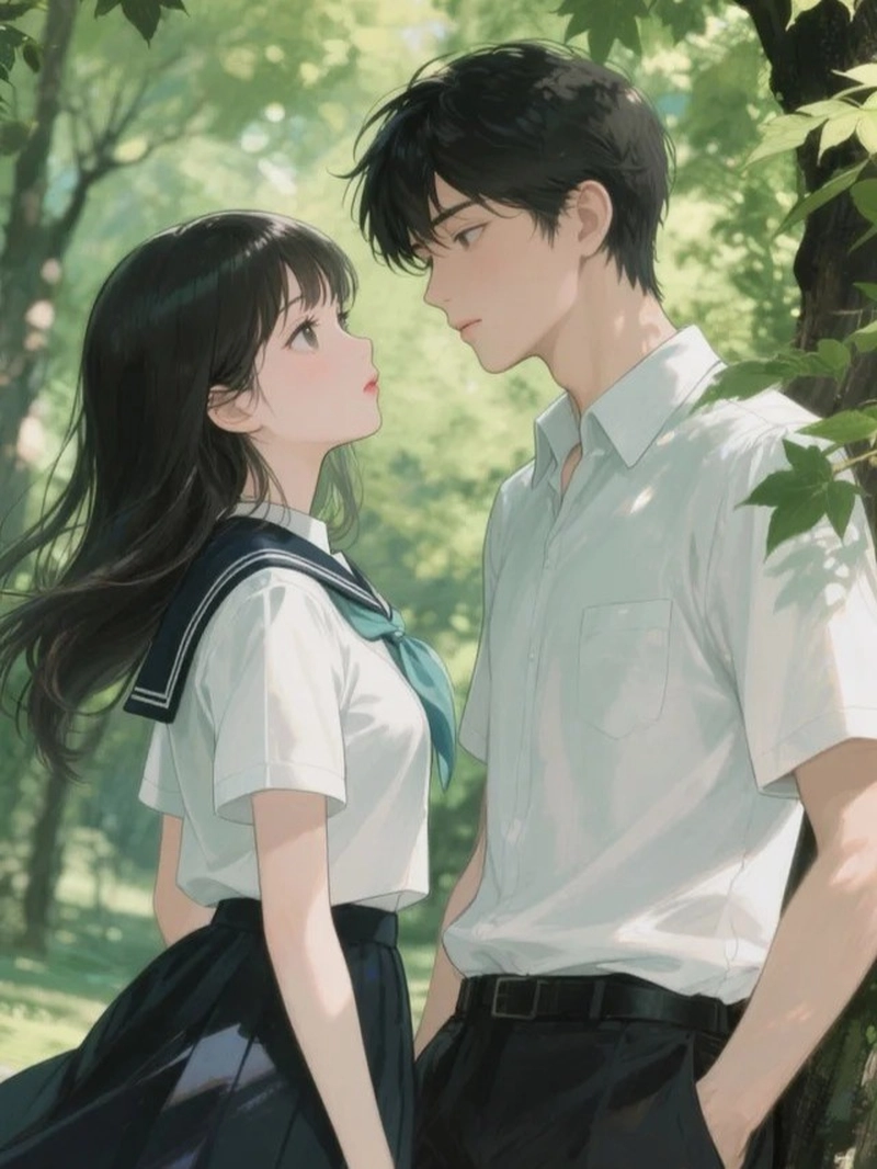 Ảnh anime đôi tình nhân phong cách lãng mạn nhẹ nhàng