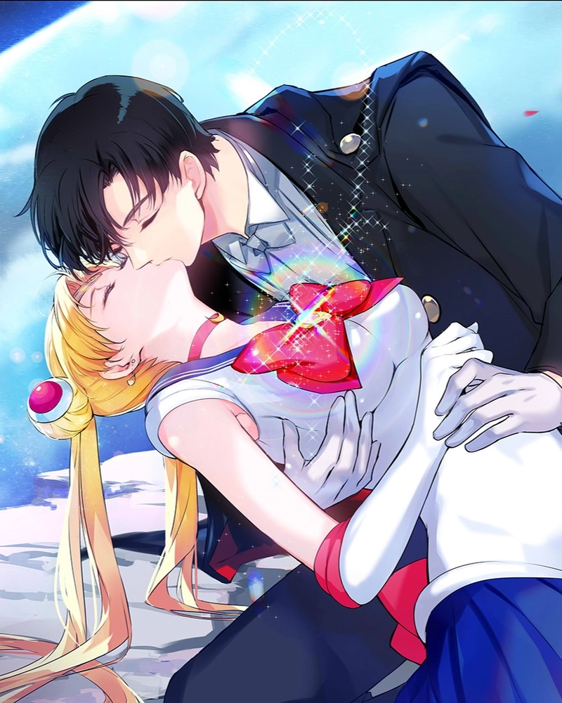 Ảnh anime hôn nhau mang phong cách ngọt ngào đầy lãng mạn