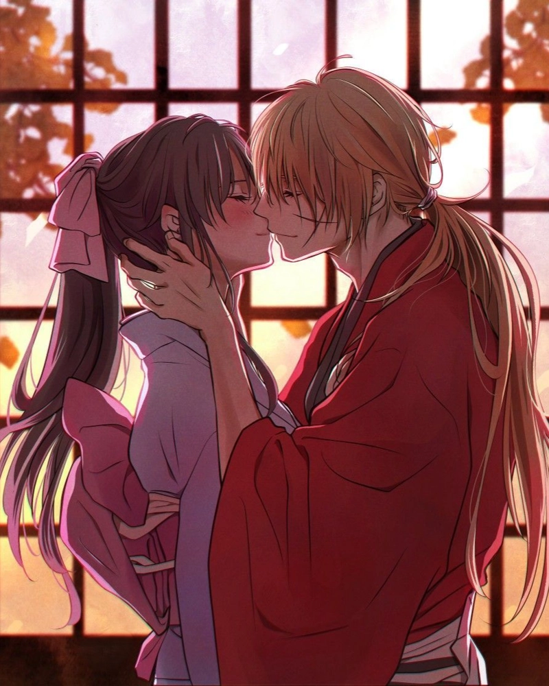 Ảnh anime hôn nhau thể hiện nét đẹp yêu thương chân thành