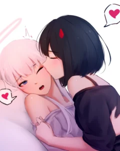 Ảnh anime tình nhân hôn nhau phong cách nhẹ nhàng