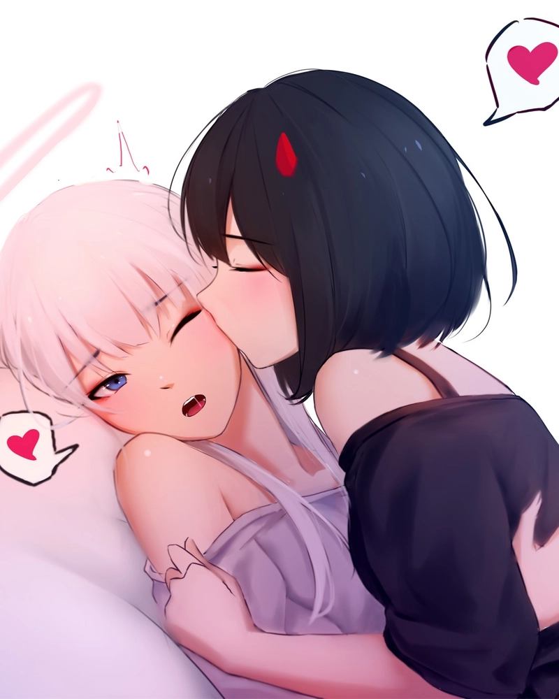 Ảnh anime tình nhân hôn nhau phong cách nhẹ nhàng