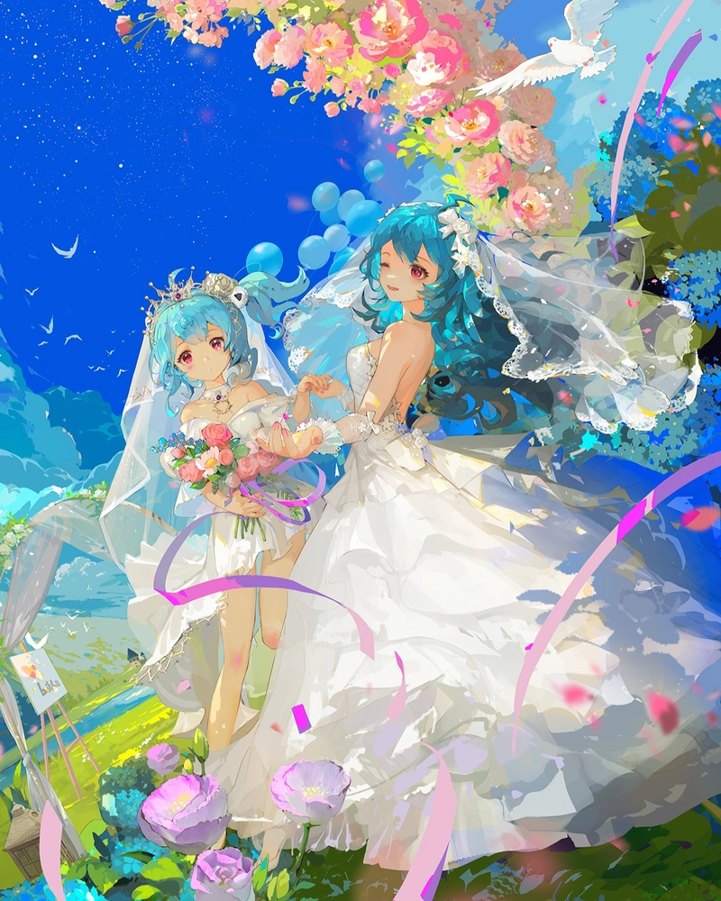 Ảnh cưới anime mang vẻ đẹp ngọt ngào và ấm áp