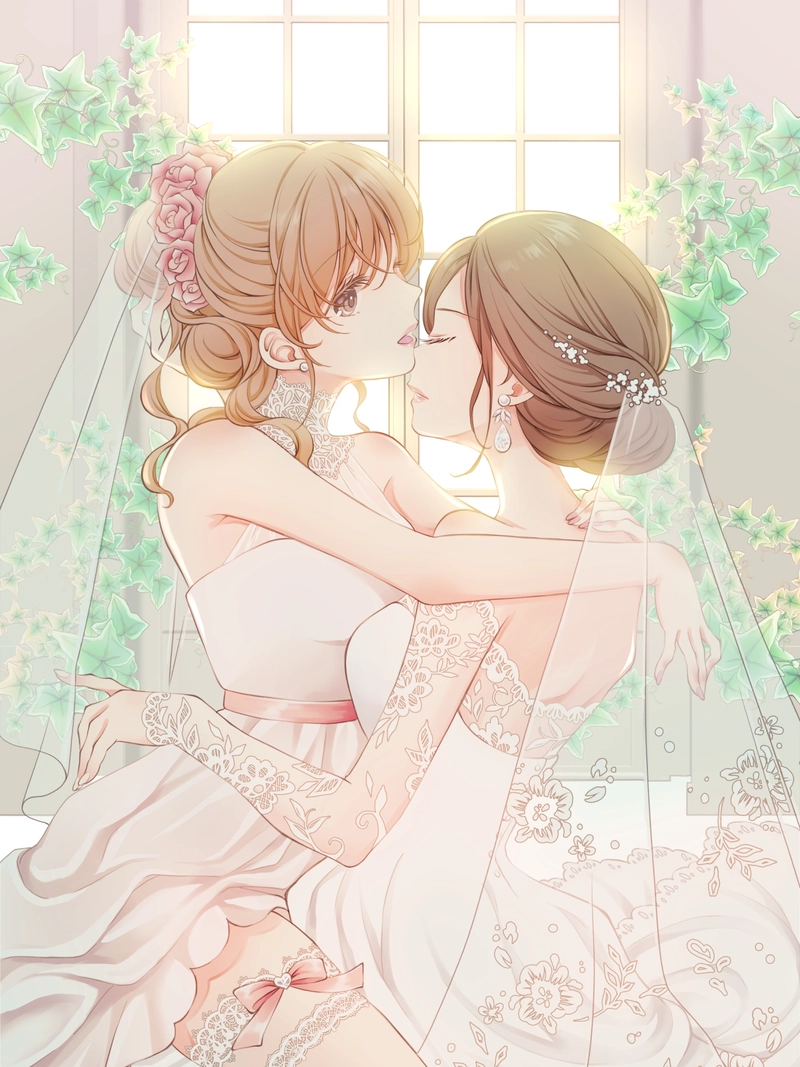 Ảnh cưới anime với khoảnh khắc thân mật đầy ý nghĩa
