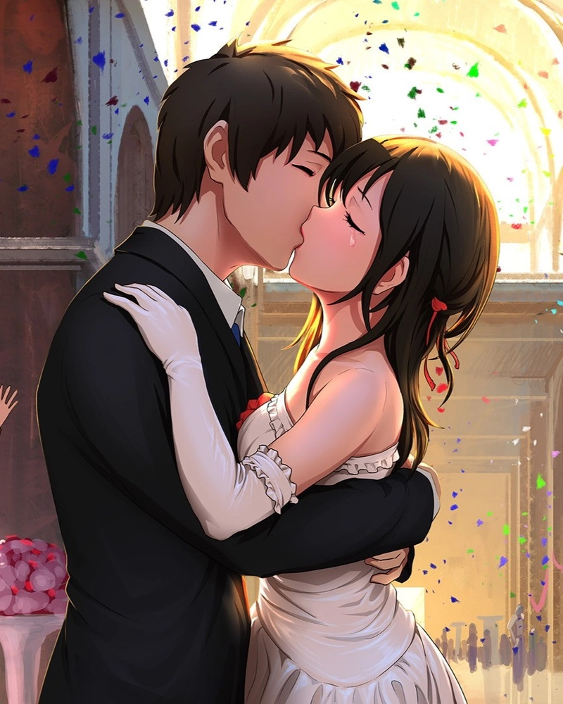 Ảnh cưới anime với thần thái nhẹ nhàng đầy cuốn hút
