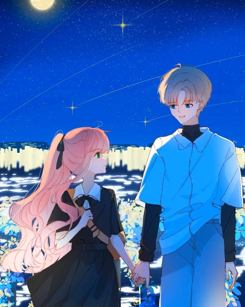 Ảnh nắm tay anime thể hiện sự đồng cảm giữa hai trái tim