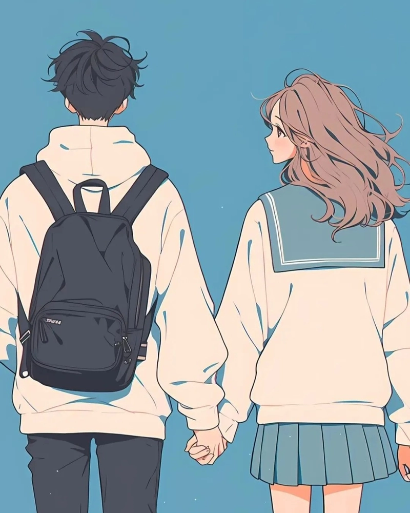Ảnh nắm tay anime với chi tiết bàn tay đan chặt tinh tế