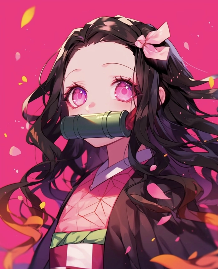 Bức ảnh anime Nezuko với trang phục quen thuộc rõ nét