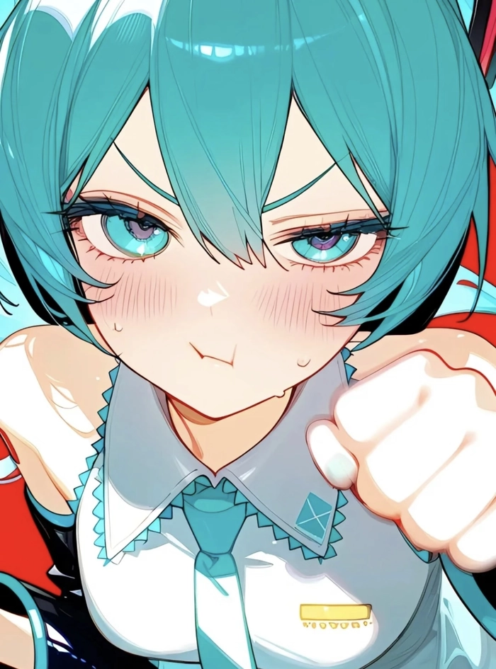 Bức ảnh anime miku nhìn thẳng vào camera