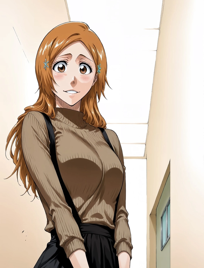 Bức hình Inoue Orihime đứng một mình ngoài trời